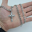 Комплект срібний чорнений ланцюжок бісмарк з хрестиком 925 проба, фото 5