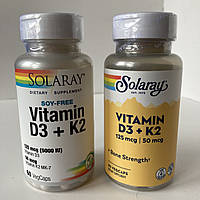 Solaray Vitamin D3 5000 МО + K2, 60 капсул
