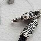 Ювелірний шовковий шнурок з срібними вставками і застібкою 925 проба, фото 5