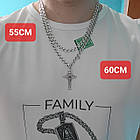 Комплект срібний чорнений ланцюжок бісмарк з хрестиком 925 проба, фото 7