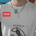 Комплект срібний чорнений ланцюжок бісмарк з хрестиком 925 проба, фото 7