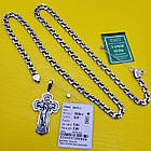 Комплект срібний чорнений ланцюжок бісмарк з хрестиком 925 проба, фото 6