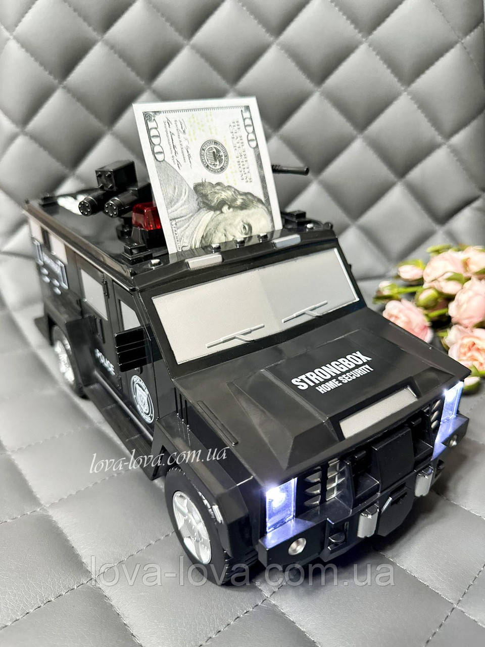 Дитячий сейф скарбничка інкасаторська машинка Cash Truck з кодовим замком і відбитком пальця Чорна