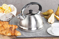 Чайник зі свистком 3 л із неіржавкої сталі Edenberg EB-2446 Чайник для індукційної плити Чорний