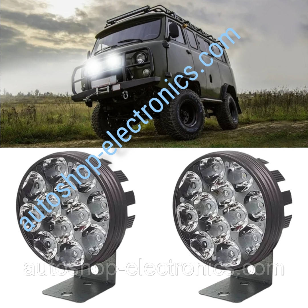 Яскрава світлодіодна LED фара АЛЮМІНІЙ ( 12 LED, 12V, 24 Вт, 6000K ), фото 1