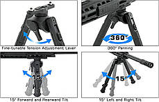 Сошки Leapers UTG Recon 360 TL, 140-180 мм, M-LOK, 3 позиції, поворотні, гумові ніжки, TL-BPM02, фото 3