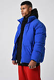 Куртка пуховик чоловіча зимова до -10 синя тепла молодіжна вкорочена дута без капюшона, фото 2