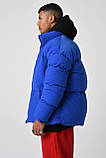 Куртка пуховик чоловіча зимова до -10 синя тепла молодіжна вкорочена дута без капюшона, фото 3