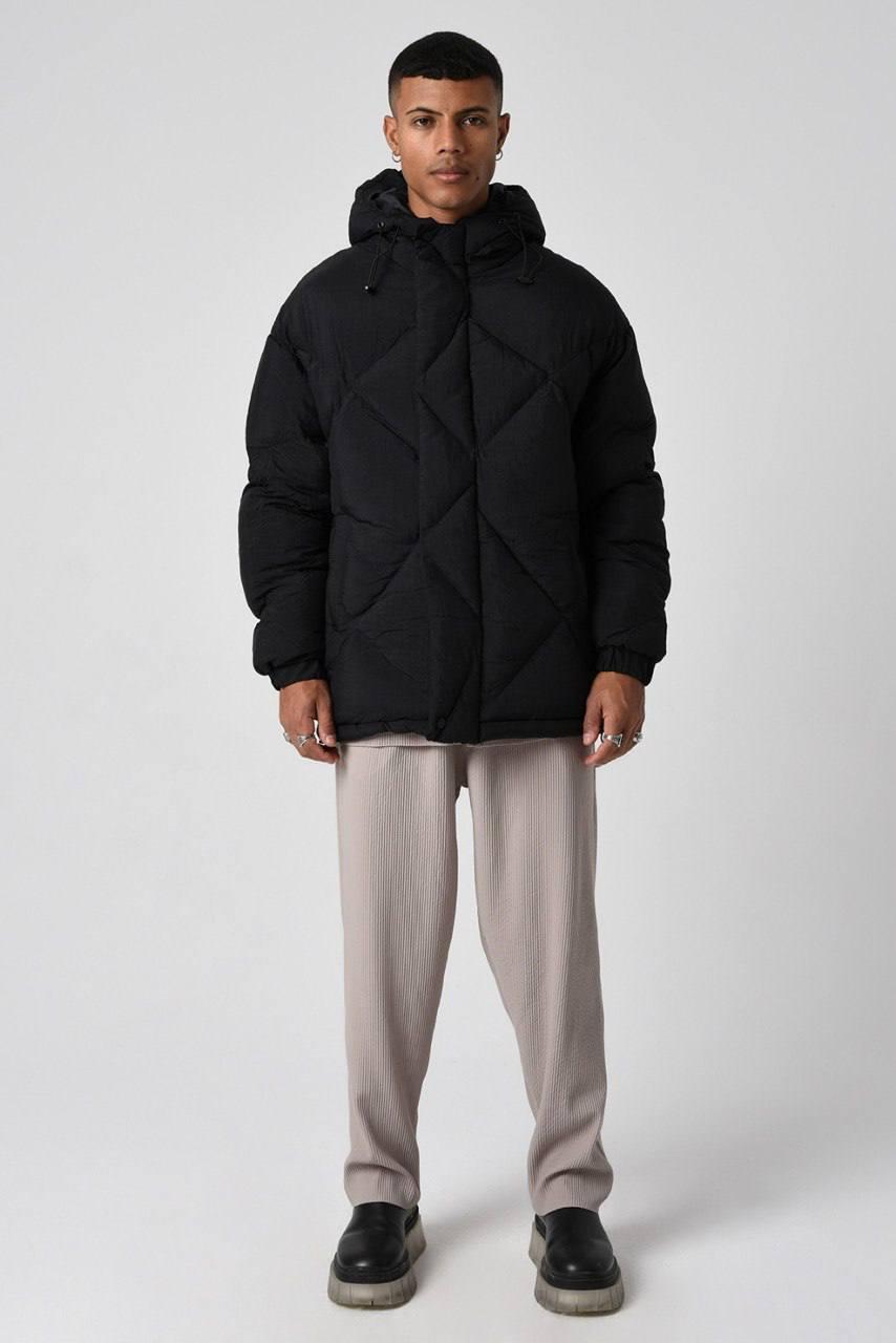 Куртка пуховик чоловіча зимова до -10 чорна тепла молодіжна укорочена дута шкіряна, фото 1