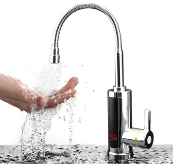 Миттєвий проточний водонагрівач гнучкий з екраном (нижнє підключення) | Кран змішувач RX-011-1