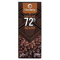 Шоколад черный CLAVILENO 72% какао без глютена 150г