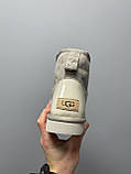 Уги жіночі Ugg Light Grey Metallic Suede сірі натуральна замша на овчині лакова п'ята, фото 2