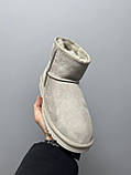 Уги жіночі Ugg Light Grey Metallic Suede сірі натуральна замша на овчині лакова п'ята, фото 4
