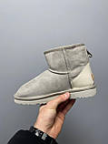Уги жіночі Ugg Light Grey Metallic Suede сірі натуральна замша на овчині лакова п'ята, фото 8