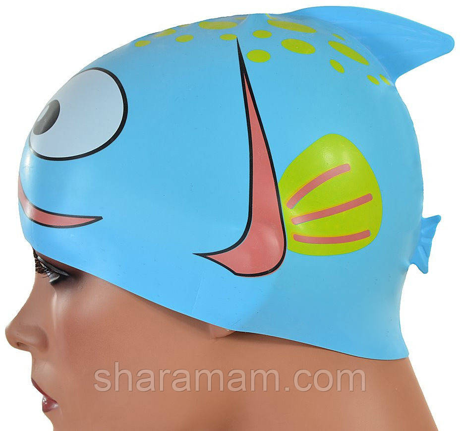 Детская шапочка для плавания голубого цвета «Плавнички» - фото 7 - id-p226312819