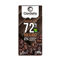 Шоколад чорний 72% CLAVILENO Stevia без цукру, без глютену, 100г