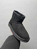 Уги жіночі Ugg Classic Black Suede чорні натуральна замша на овчині короткі, фото 3