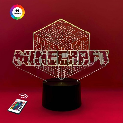 3D світильник нічник з пультом "Майнкрафт" 3DTOYSLAMP