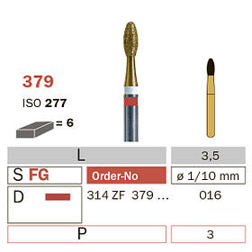 Бор алмазний для обробки цирконію, для турбінного наконечника Z379 016F