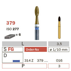 Бор алмазний для обробки цирконію, для турбінного наконечника Z379 016M