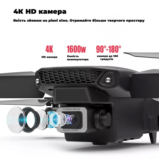 Квадрокоптер с Камерой Drone E88 PRO - Радиоуправляемый Дрон З FPV до ...