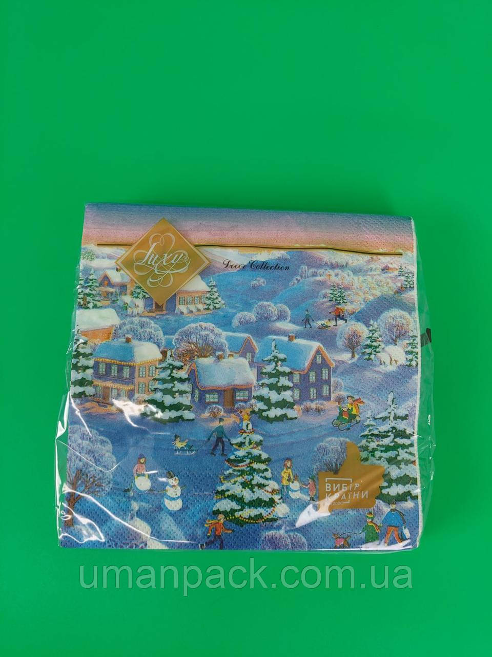 Серветки паперові новорічні (ЗЗХЗЗ, 18 шт.) "Різдвянська ніч" Luxy (1 пачка), фото 1