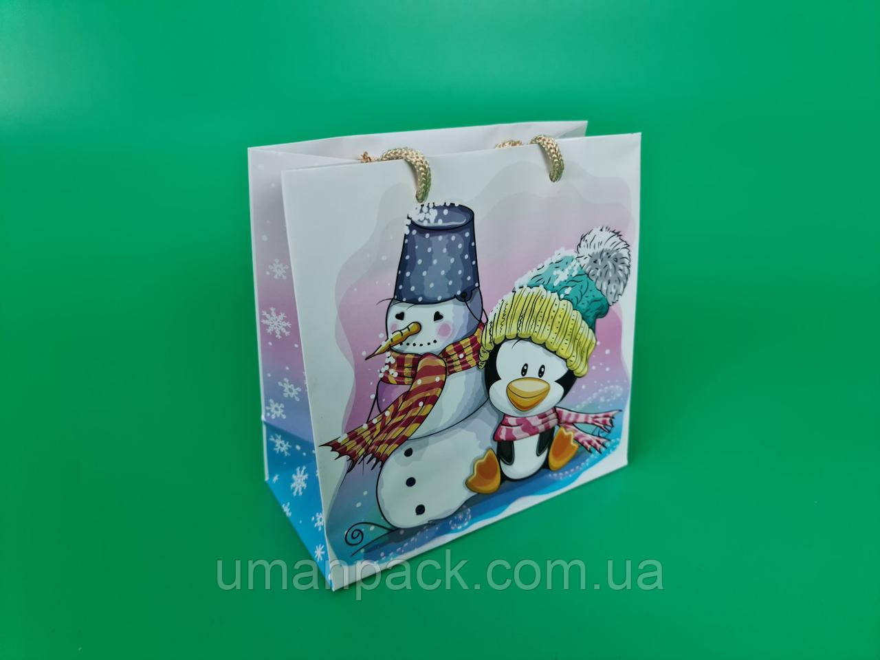 Паперовий Подарунковий Пакет Новорічний 16/16/8 NGЧ-017 (12 шт.)