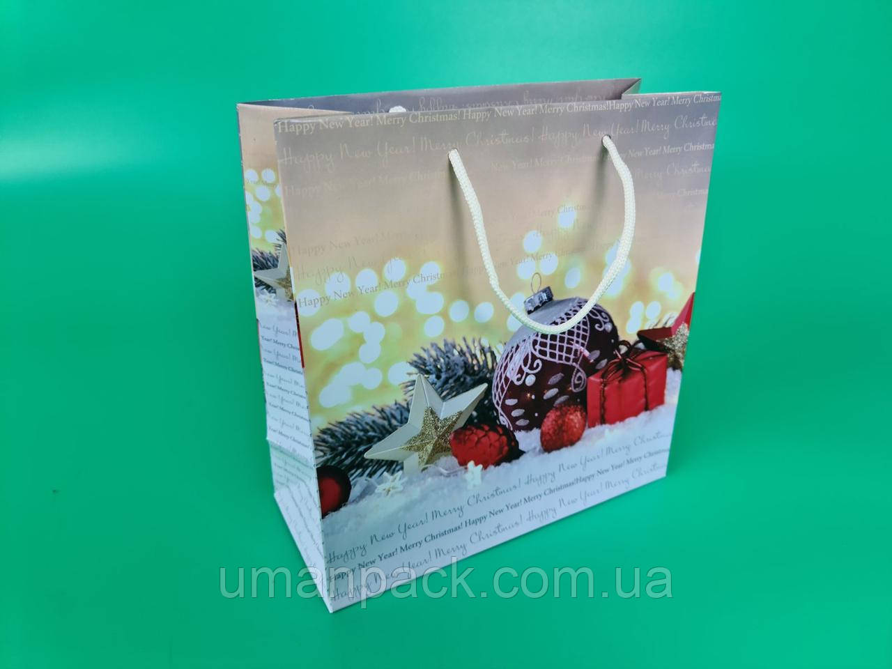 Паперовий Подарунковий Пакет Новорічний 23*24*10- 18 (12 шт.)