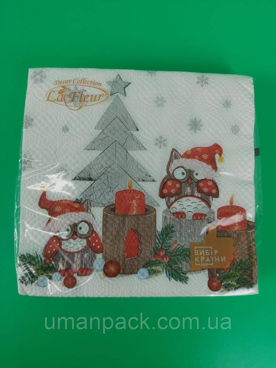 Серветки паперові новорічні (ЗЗХЗЗ, 16 шт.) La Fleur "Совіне Різдво" (1 пачка)