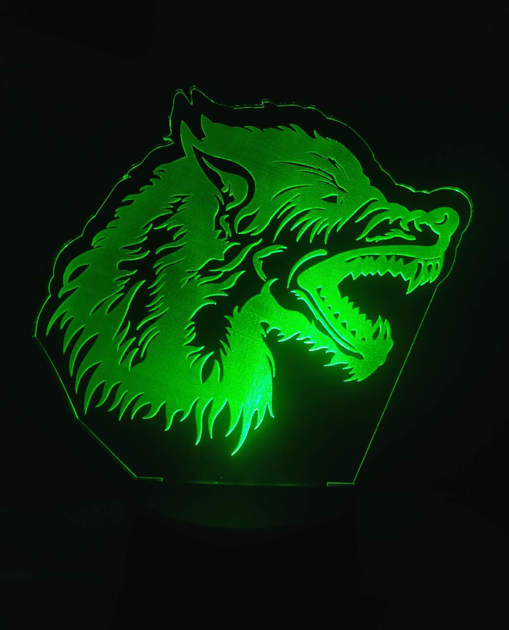 3d-світильник Койот вовк, 3д-нічник, кілька підсвіток (батарейка + 220 В), подарунок, фото 1