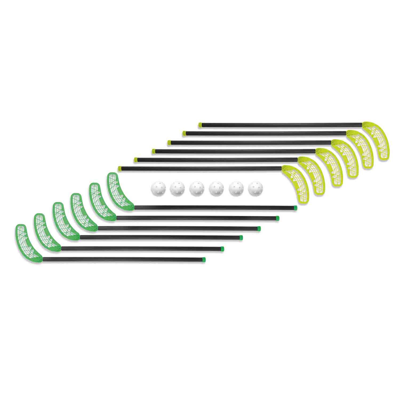 Набір для флорболу Unihoc Set Fiber 12+6 (51725) Green/Yellow, фото 1