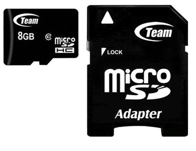 Картка пам'яті MicroSDHC 8 GB Class 10 Team + SD-adapter (TUSDH8GCL1003) —