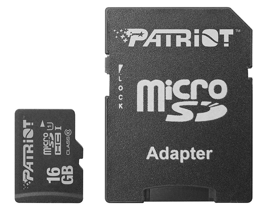 Картка пам'яті MicroSDHC 16 GB UHS-I Class 10 Patriot LX + SD-adapter (PSF16GMCSDHC10)