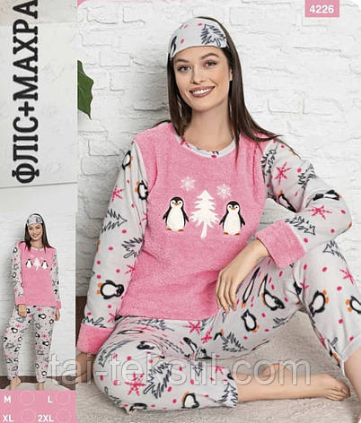 Піжама жіноча тепла софт махра+флісова основа Туреччина M-L-XL-2XL, фото 2