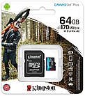 Карта пам`яті MicroSDXC 64GB UHS-I/U3 Class 10 Kingston Canvas Go! Plus R170/W70MB/s + SD-адаптер (SDCG3/64GB), фото 3