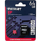 Карта памяти MicroSDXC 64GB UHS-I/U3 Class 10 Patriot EP A1 R90/W80MB/s + SD-adapter (PEF64GEP31MCX), фото 2