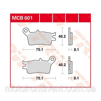 Мото колодки гальмівні TRW LUCAS MCB601 задні для мотоцикла Honda CRM250R 1989-1990, фото 1
