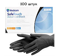 Перчатки нитриловые черные SafeTouch® Advanced Black Medicom без пудры 100 штук (50 пар) размер XS