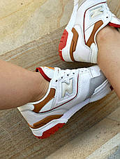Жіночі кросівки New Balance 550 White Orange Au Lait Brown BBW550WA, фото 3