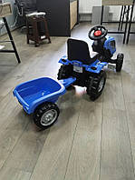 Детский трактор на педалях MMX MICROMAX (01-012) синий педальный веломобиль с прицепом, педальная Веломашина