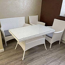 Комплект меблів для саду диван + 2 крісла + стіл прямокутний метал/ротанг Woody