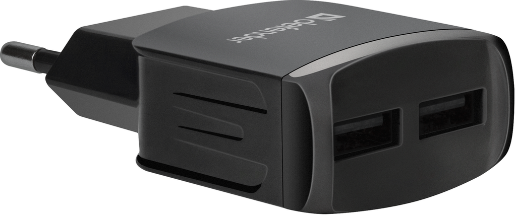 Мережевий зарядний пристрій DEFENDER (83840)EPA-13 чорна, 2xUSB, 5V/2.1А, пакет, фото 3