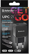 Мережевий зарядний пристрій DEFENDER (83581)UPС-21 2xUSB,5V/2.1А кабель microUSB, фото 6