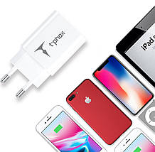 Мережевий зарядний пристрій T-PHOX Mini 12 W 2.4 A + Lightning cable 1.2m (Білий), фото 5