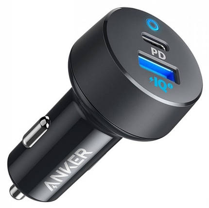 Автомобільний зарядний пристрій ANKER PowerDrive PD+ 2 - 18 W PD + 15 W PowerIQ2.0 (Чорний), фото 1
