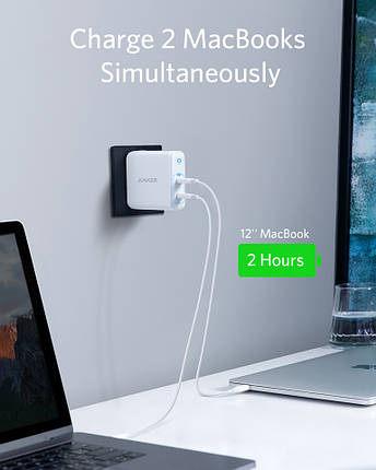 Мережевий зарядний пристрій ANKER PowerPort Atom III Duo — 60 W 2xUSB-С (Білий), фото 3