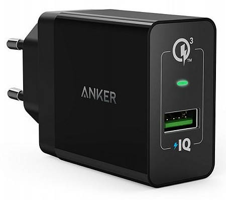 Мережевий зарядний пристрій ANKER PowerPort+ 1 with QC 3.0 & PowerIQ (Чорний), фото 1