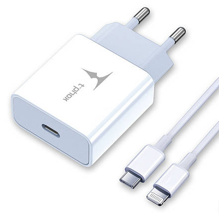 Мережевий зарядний пристрій T-PHOX PD 18 W Charger+C-Lightning 18W cable 1 m (Білий), фото 1