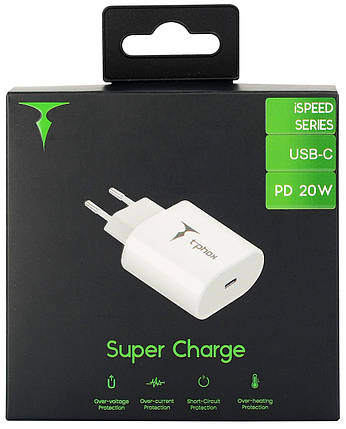 Мережевий зарядний пристрій T-PHOX iSpeed PD 20 W Charger (Білий), фото 4