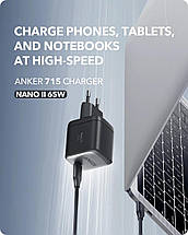 Мережевий зарядний пристрій ANKER PowerPort III Nano II 65 W USB-C (Чорний), фото 3